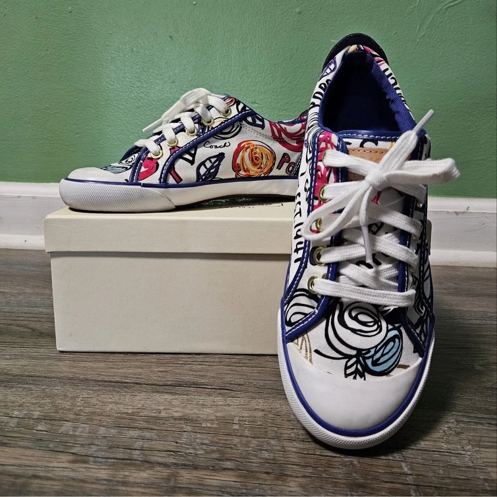 Coach Bev /‎ Barrett Poppy Graffiti 1941 Floral Canvas Sneakers